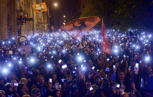Thousands in Hungary march against Internet tax (Update)