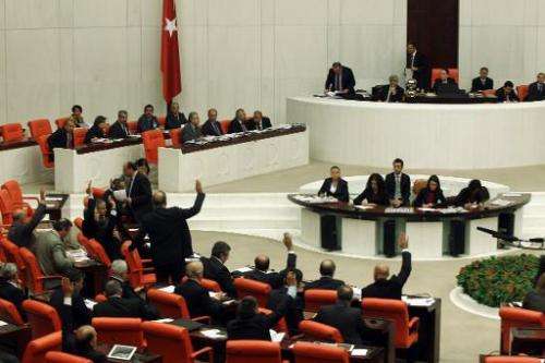 Turkish Members of Parliament debate new Internet legislation in Ankara on February 5, 2014
