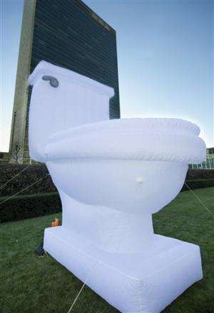 UN's large inflatable toilet marks global crisis
