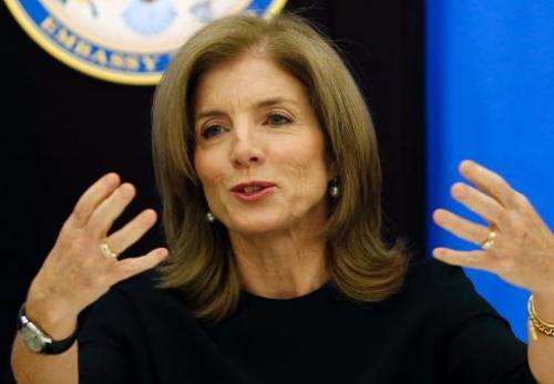 US Ambassador to Japan Caroline Kennedy, shown in Tokyo on November 27, 2013, has tweeted her concern at the &quot;inhumaneness&