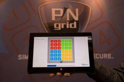 View of a PINgrid interface developed by Britain's Winfrasoft at the 2014 CeBIT computer technology trade fair on March 11 in Ha