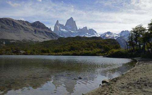 View of the Capri Lagoon, with the Mount Fitz Roy in the background, in Santa Cruz province, Argentina on March 18, 2014