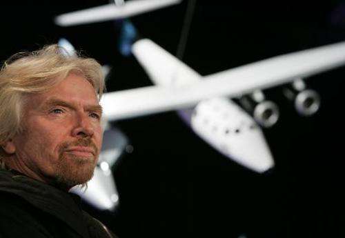 Virgin Group founder Richard Branson, pictured in 2008 with a scale model of the SpaceshipTwo in New York