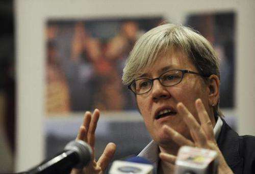 World Bank special envoy for climate change Rachel Kyte, pictured during a press conference in Nairobi, on February 3, 2012