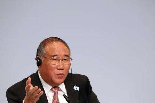 Xie Zhenhua, China's chief climate negotiator, pictured during a press conference in Berlin, on July 14, 2014