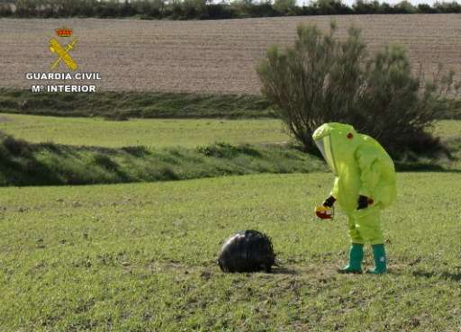 A picture provided by Spanish Interior Ministry on November 12, 2015 shows an emergency services employee in a protective suit c