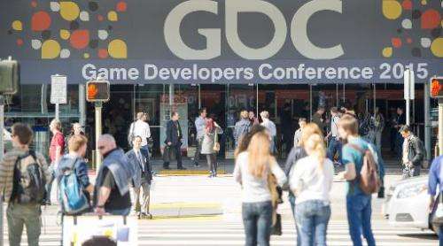Attendees at the Game Developers Conference in San Francisco, California on March 3, 2015