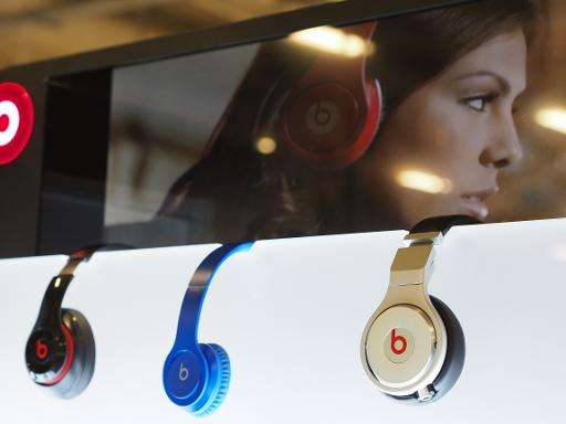Beats headphones made by Beats Electronics on display in Los Angeles, California