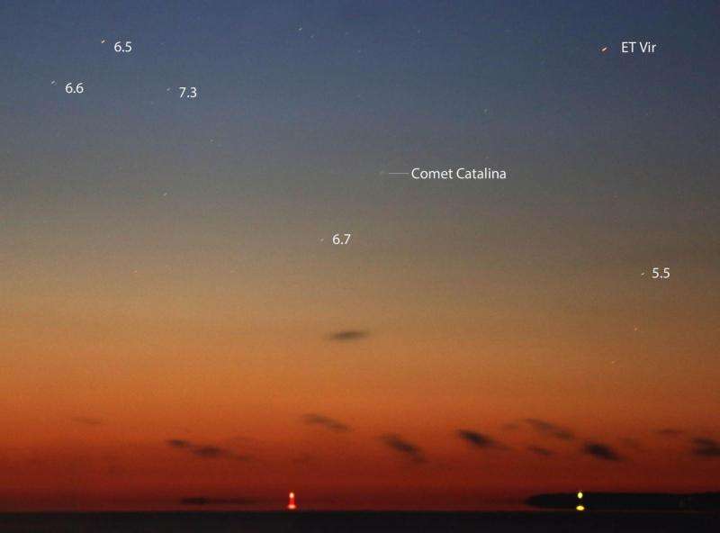 Comet Catalina grows two tails, soars at dawn