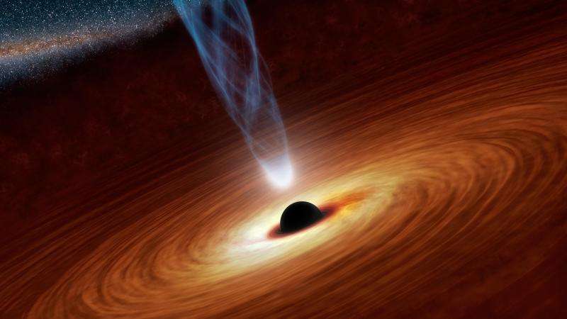 Distant black hole wave twists like giant whip