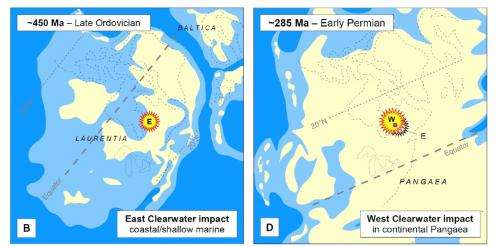 Double impact crater in Canada formed in two separate impacts