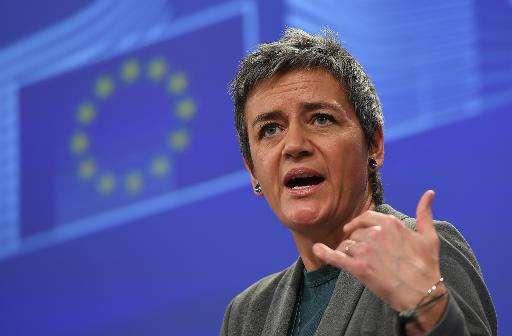 European Commissioner for Competition Margrethe Vestager gestures during a press conference at the European Commission headquart