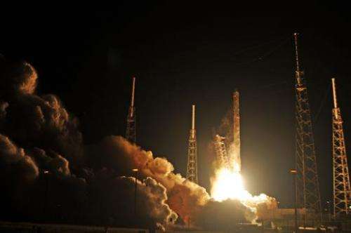 File picture shows Space X's Falcon 9 rocket launching on January 10, 2015 at Cape Canaveral, Florida