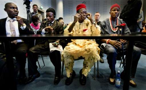 Four Nigerian farmers, seen here in court in The Hague in 2012, first filed the case against Shell in 2008