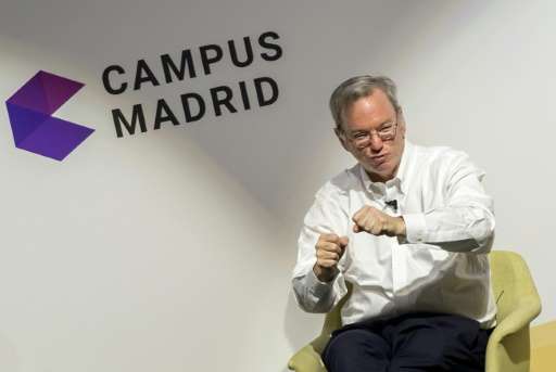 Google Executive Chairman Eric Schmidt speaks at the new Madrid campus that opened last month in the Spanish capital