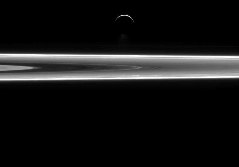 Image: Enceladus and Saturn's rings