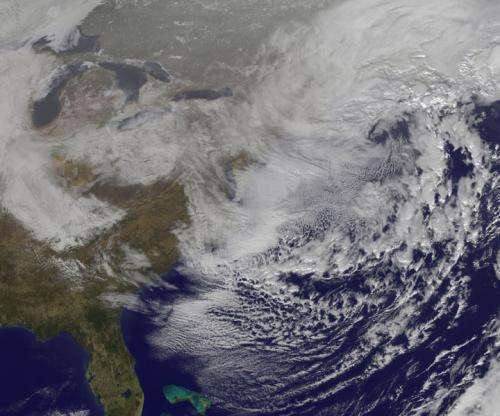 NASA and NOAA's nighttime and daytime views of the blizzard of 2015