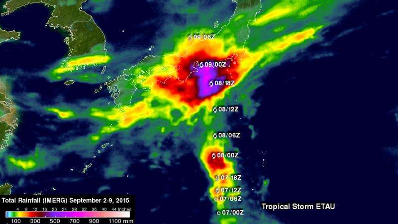 NASA looks at Japan's torrential rains and winds from twin tropical cyclones