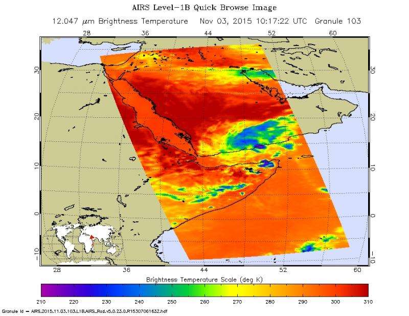 NASA sees first land-falling tropical cyclone in Yemen