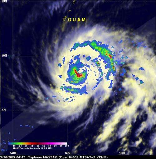 NASA sees Maysak become a super typhoon
