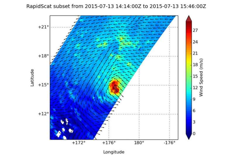 NASA's RapidScat measures Typhoon Halola's concentrated winds