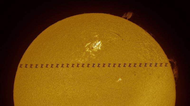 Photographer captures an ISS transit of a solar prominence