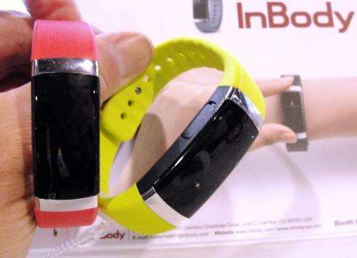The InBody activity tracker and body fat sensor is displayed on January 7, 2015 at the Consumer Electronics Show in Las Vegas Ne