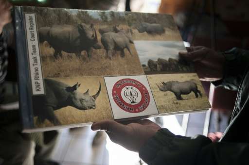 The register book for the Kruger National Park Rhino Task Team is seen at the Skukuza courthouse