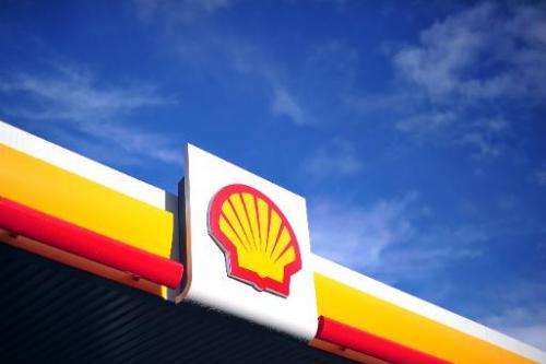 The Shell logo is pictured at a petrol station in central London on January 17, 2014