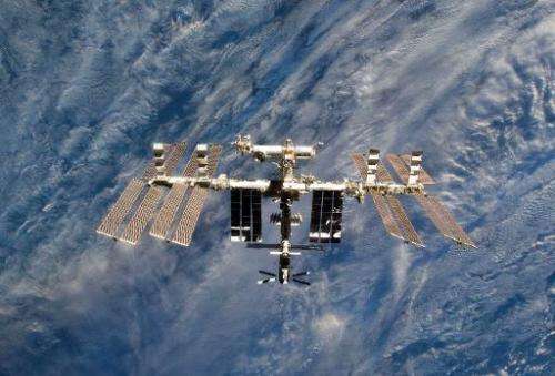 This March 7, 2011, NASA file image shows a close-up view of the International Space Station
