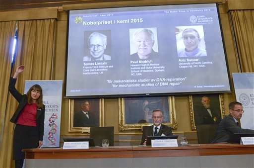Trio wins Nobel Prize for mapping how cells fix DNA damage