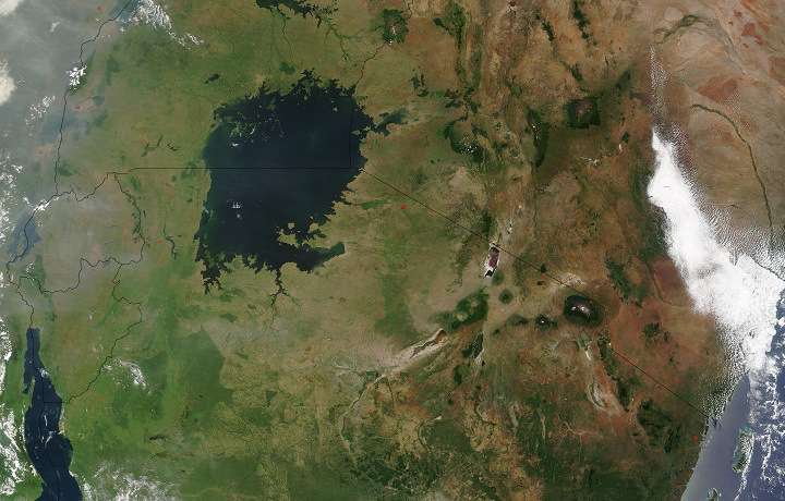Quels sont les plus longs fleuves du monde?Le lac Victoria, vu par le Spectroradiomètre d'imagerie à Résolution Modérée (MODIS) du satellite Terra. Crédit: NASA/EO