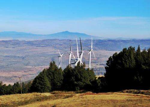 Wind turbines in the Ngong hills near Nairobi, where climate scients are meeting