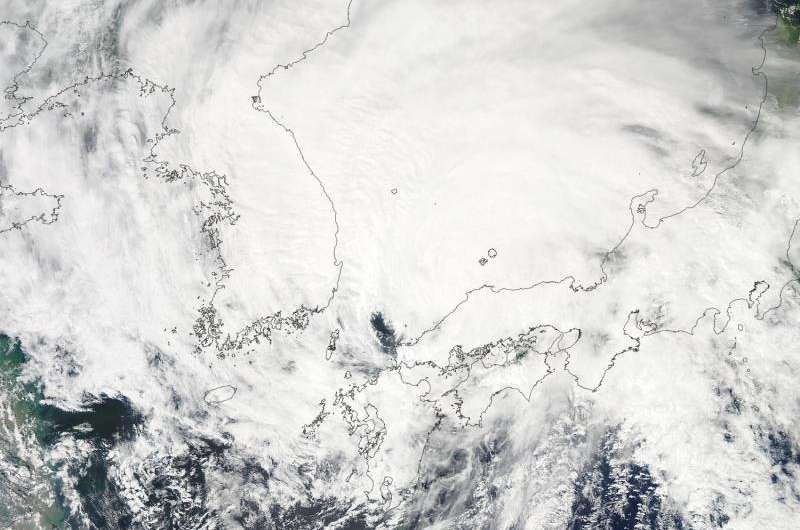 NASA sees Typhoon Goni cover southern half of Sea of Japan