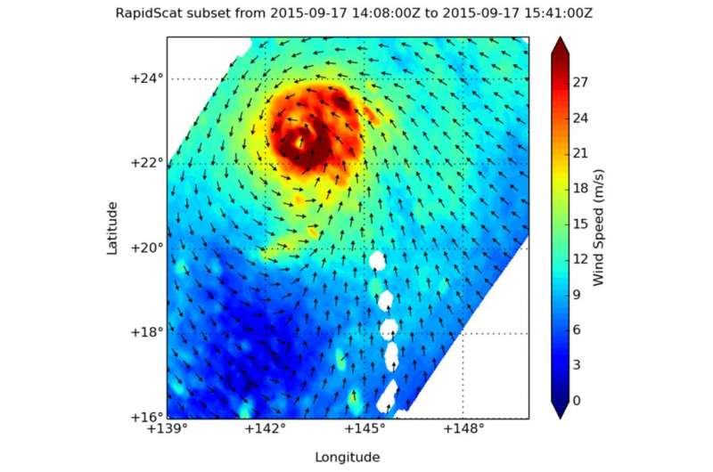 NASA's RapidScat sees Typhoon Krovanh's winds tightly around center