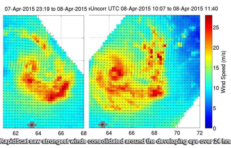 NASA sees Tropical Cyclone Joalane's winds consolidate around its eye