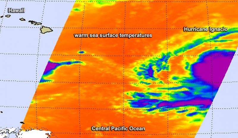 NASA data shows Hurricane Ignacio's very cold cloud tops indicate quick strengthening