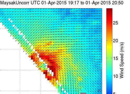 NASA's ISS-RapidScat: Typhoon Maysak's strongest winds tightly wound