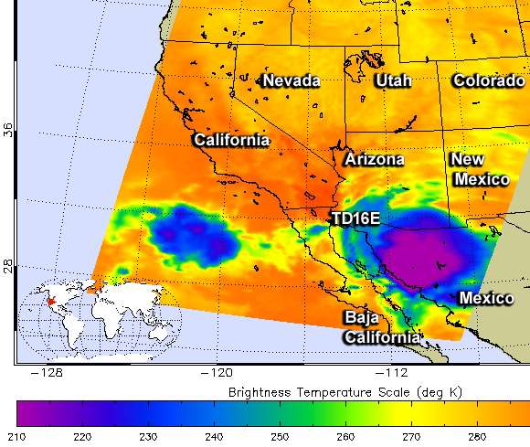 Satellites see Tropical Depression 16E's landfall in northwestern Mexico