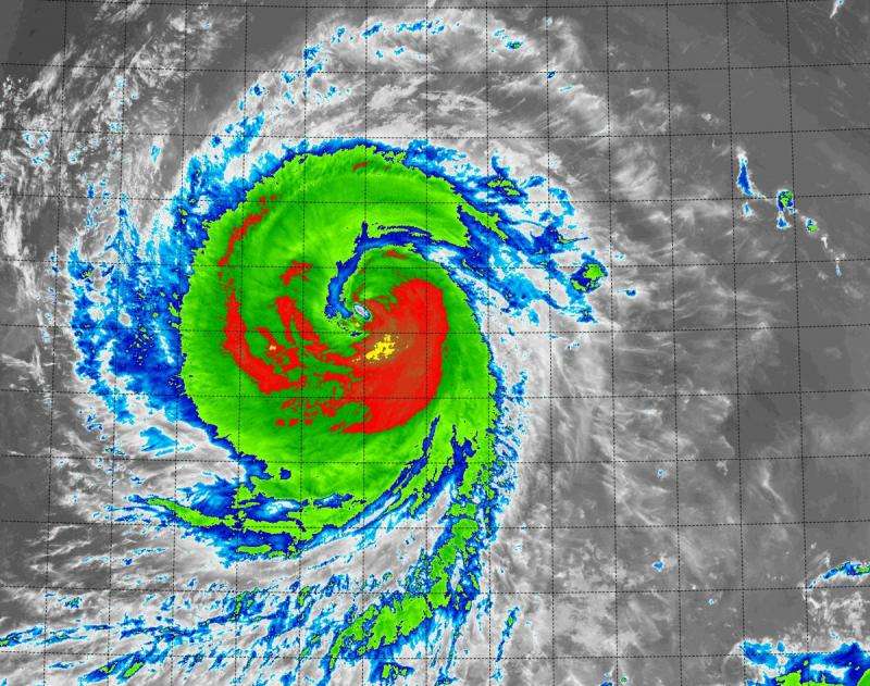 Suomi NPP satellite sees Typhoon Goni's strongest sides