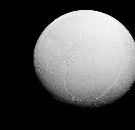 This NASA image obtained October 27, 2015 shows Enceladus