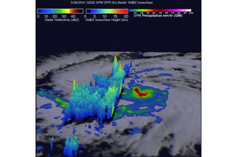 Two NASA satellites see Tropical Storm Andres intensify