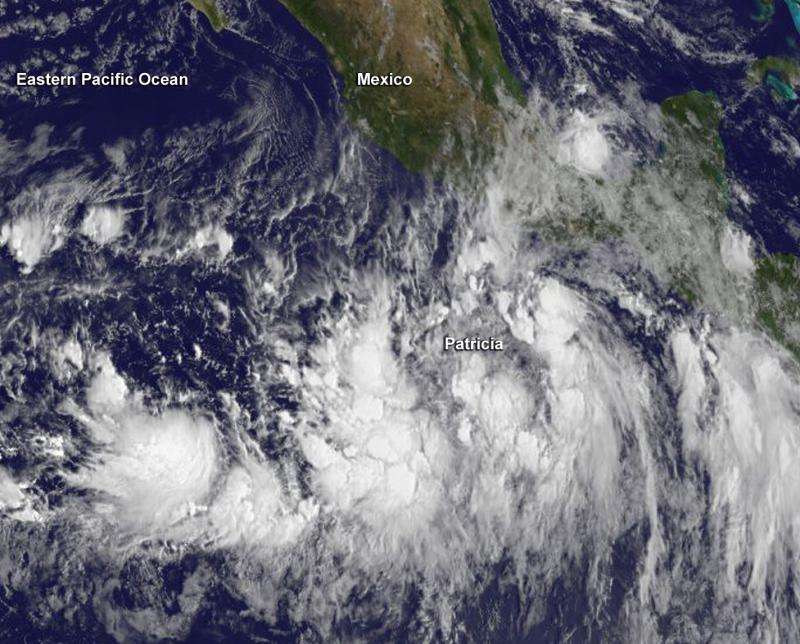 Satellite sees Tropical Storm Patricia form near Western Mexico coast