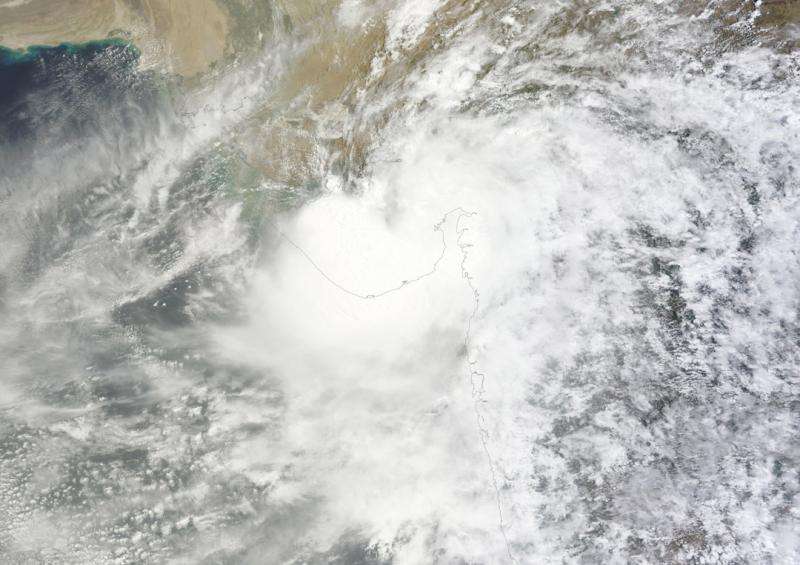 NASA's Aqua Satellite sees Tropical Depression Kujira at landfall