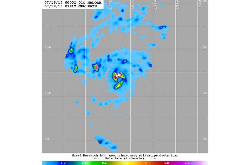 NASA sees heavy rainfall in Tropical Storm Halola