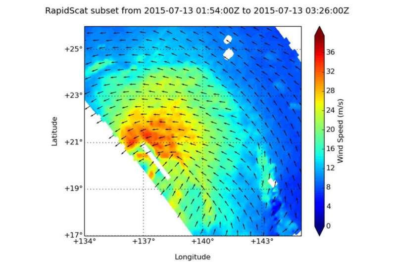 NASA's RapidScat identifies Typhoon Nangka's strongest side