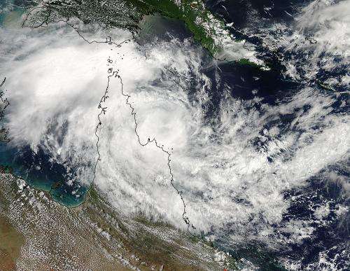 Tropical Cyclone Nathan crawling in NASA satellite imagery