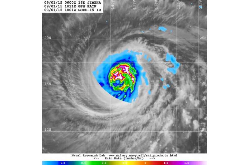 NASA's GPM satellite shows double eye-wall in Hurricane Jimena