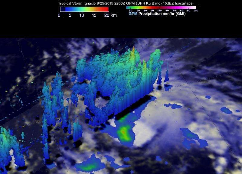 NASA measures rainfall in stronger Tropical Storm Ignacio