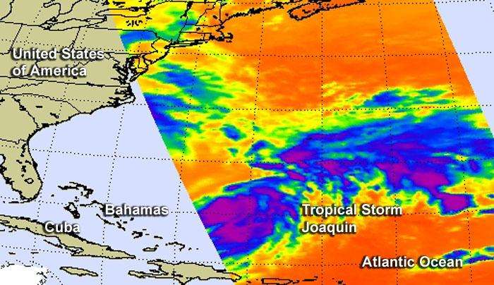 NASA sees wind shear affecting Tropical Storm Joaquin